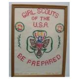 1950's Girl Scouts Framed Embroidery Needlepoint