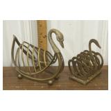 2 Brass swan letter holders
