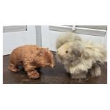 2 vintage wind up toys - real fur lion? & Bear -