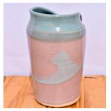 Signed Pottery Vase in Pastel Colors