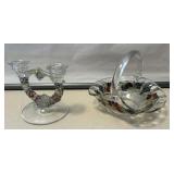 Indiana Glass Basket & Candle Holder