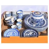Box of Antique-Vintage Blue & White China