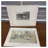 2 Remington prints - not framed