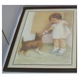 Bessie Pease Gutmann 'The REWARD' Girl and Puppy