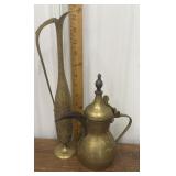 Brass Middle eastern coffee pot, & ewer