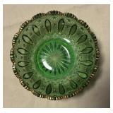 Vintage Bowls Green Glass Dish