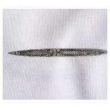 Art Deco Sterling Filigree & Rhinestone Brooch