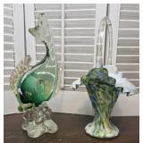 2pcs damaged art glass - Murano fish (large) &