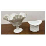 milk glass - Westmoreland compote & top hat