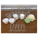 MCM drink glasses, pyres ' Golden Scroll' bowl,