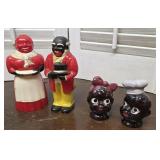 2pr Black americana salt and peppers - 1 repaired