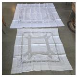 2 Beautiful Antique White Tablecloths - Aprx