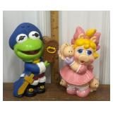 Kermit the frog & Miss piggy banks *a few scuff