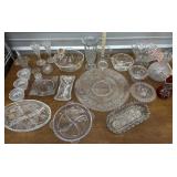 Clear glass vases, candle holders, serving etc