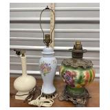 3 Vintage Lamps - Hurricane Lamp Base *needs New