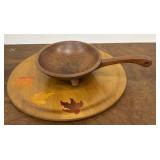Wooden platter and Munsing bowl