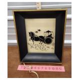 Light up silhouette horse and buggy metal frame