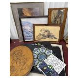 Pile art painting, framed prints etc