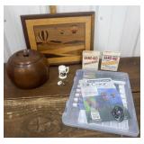 Wooden Hot Air Balloon Art, lidded wooden bowl,