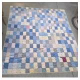 Early farmhouse tied quilt - blue rectangles