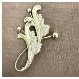 Sterling signed brooch - gold tone