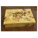 Inland Hinged Jewelry Box, Woodburl,  Made in
