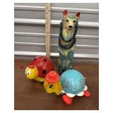 Chalkware Dog Figurine Bank, Ladybug Bank And