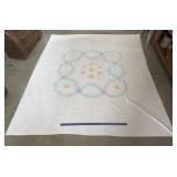 Chenille bedspread w/ pink & yellow flowers *2