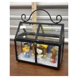 Charlie Brown nativity made in glass terrarium