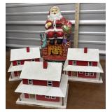 Santa music box & barn/ houses *santa