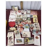 Valentines and Christmas postcards, etc