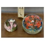 2 Art Glass Paperweights