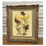Ornate frame embroidered butterflies
