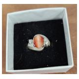 Cats Eye Ring Marked Sterling