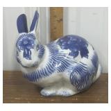 Porcelain bunny- blue & white floral