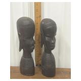Tribal busts carved wood