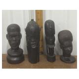 Tribal busts carved wood
