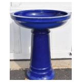 Cobalt Blue Pottery Birdbath or Planter