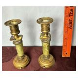 Pair of Bronze/ Marble Candlesticks
