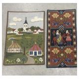 2 Swedish style needlepoint tapestries