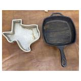Lodge grill pan and Texas cake pan