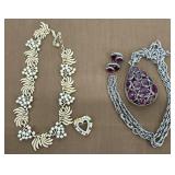 3 signed Trifari necklaces and earrings and