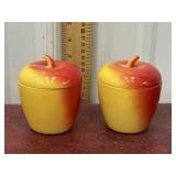 2 Apple glass lidded jars