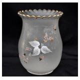 Antique Hand Painted Grey Bristol Glass Vase
