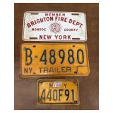 Trailer, motorcycle and fire department plates