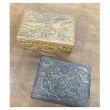 Carved wooden boxes