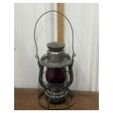 NY Central Railroad lantern w/ red globe