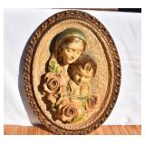 Large MCM Chalkware Madonna & Child Wall Hanging