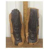 Tribal busts- carved wood