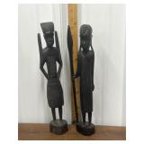 Carved wood tribal statues